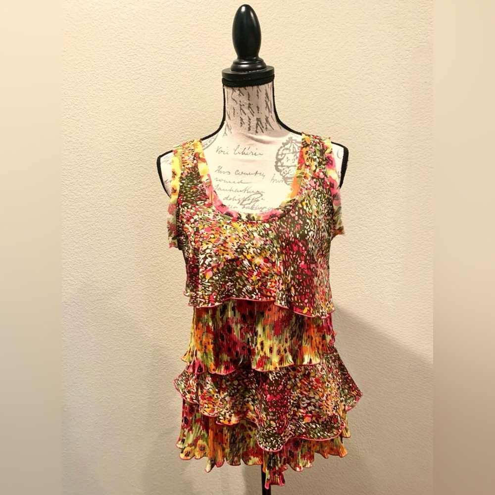 KEREN hart Multicolor Ruffle Tiered Sleeveless Blouse